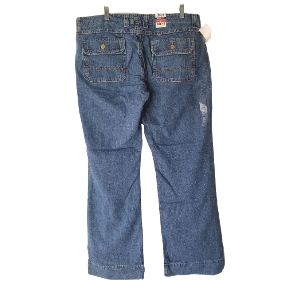NWT Retro Old Navy Women's Med Waist Bootcut Med Wash Split Hem Jeans 16 - Picture 3 of 6